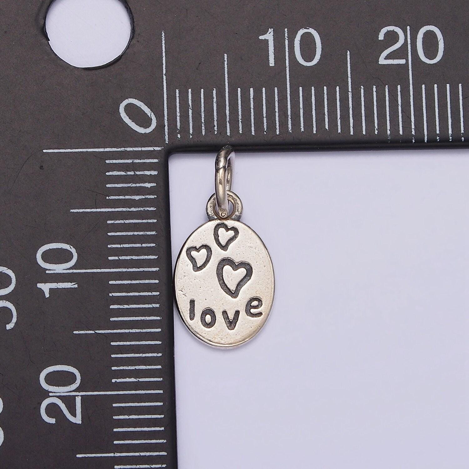 S925 sterling silver heart charm silver love pendant small oval charm bracelet sl-361