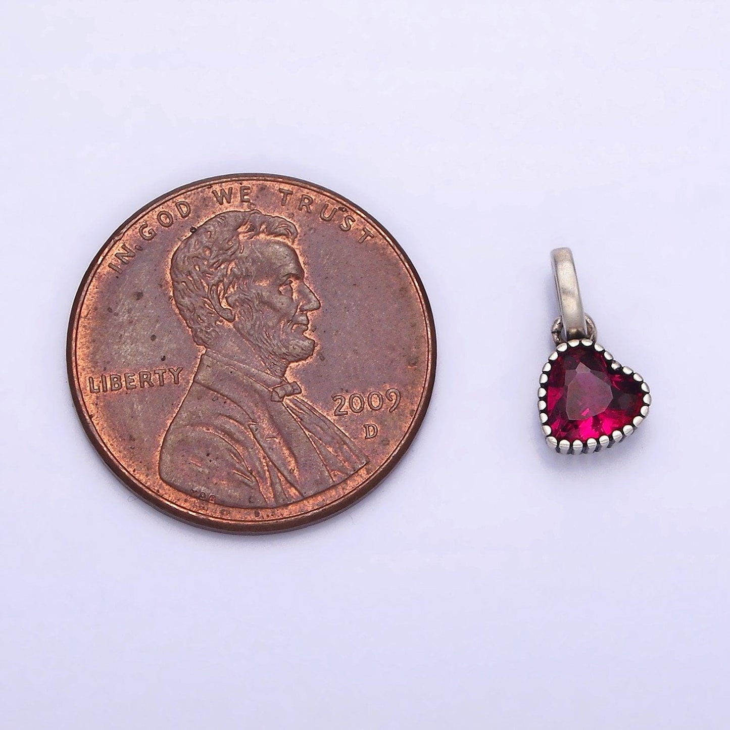 Sterling silver s925 fuchsia cz heart pendant | sl-347