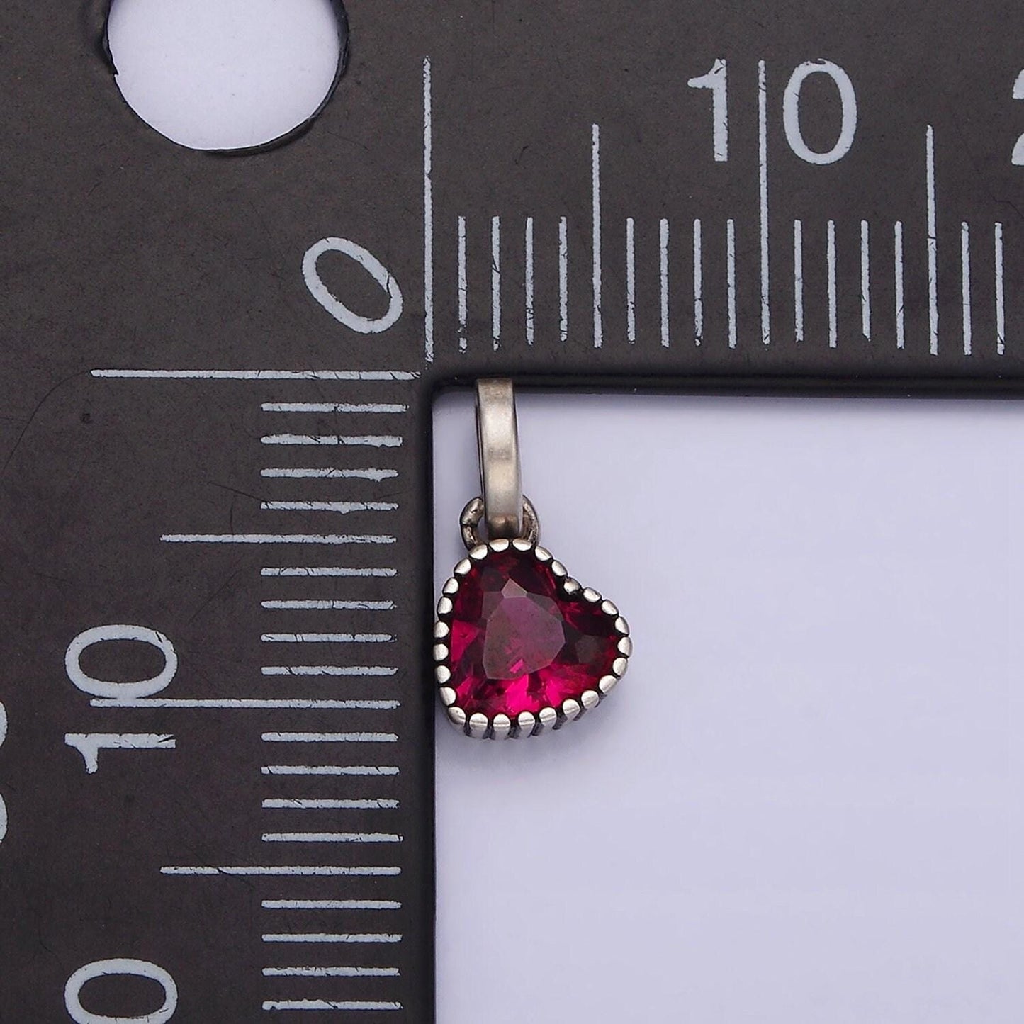 Sterling silver s925 fuchsia cz heart pendant | sl-347