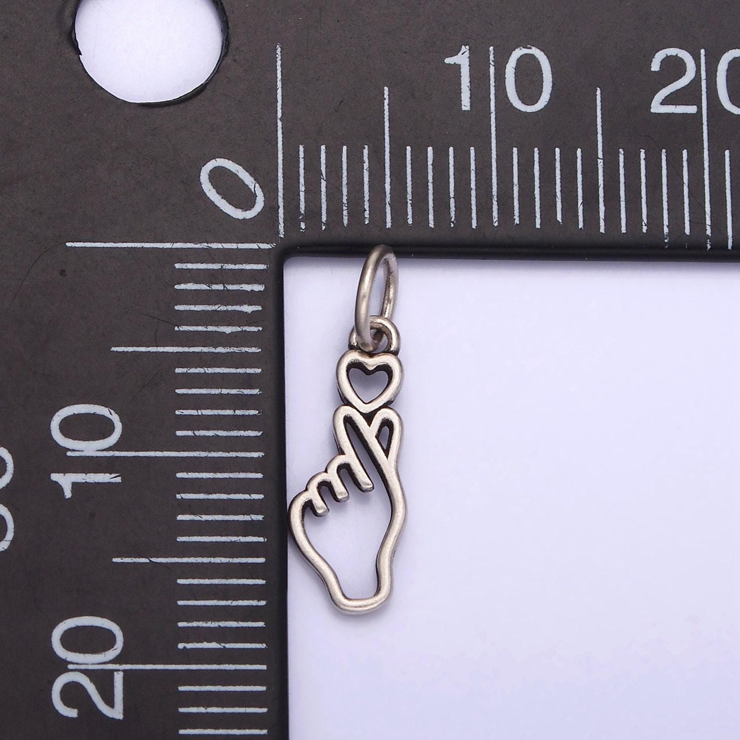 Sterling silver s925 mini heart love hand gesture open charm korean style | sl-342