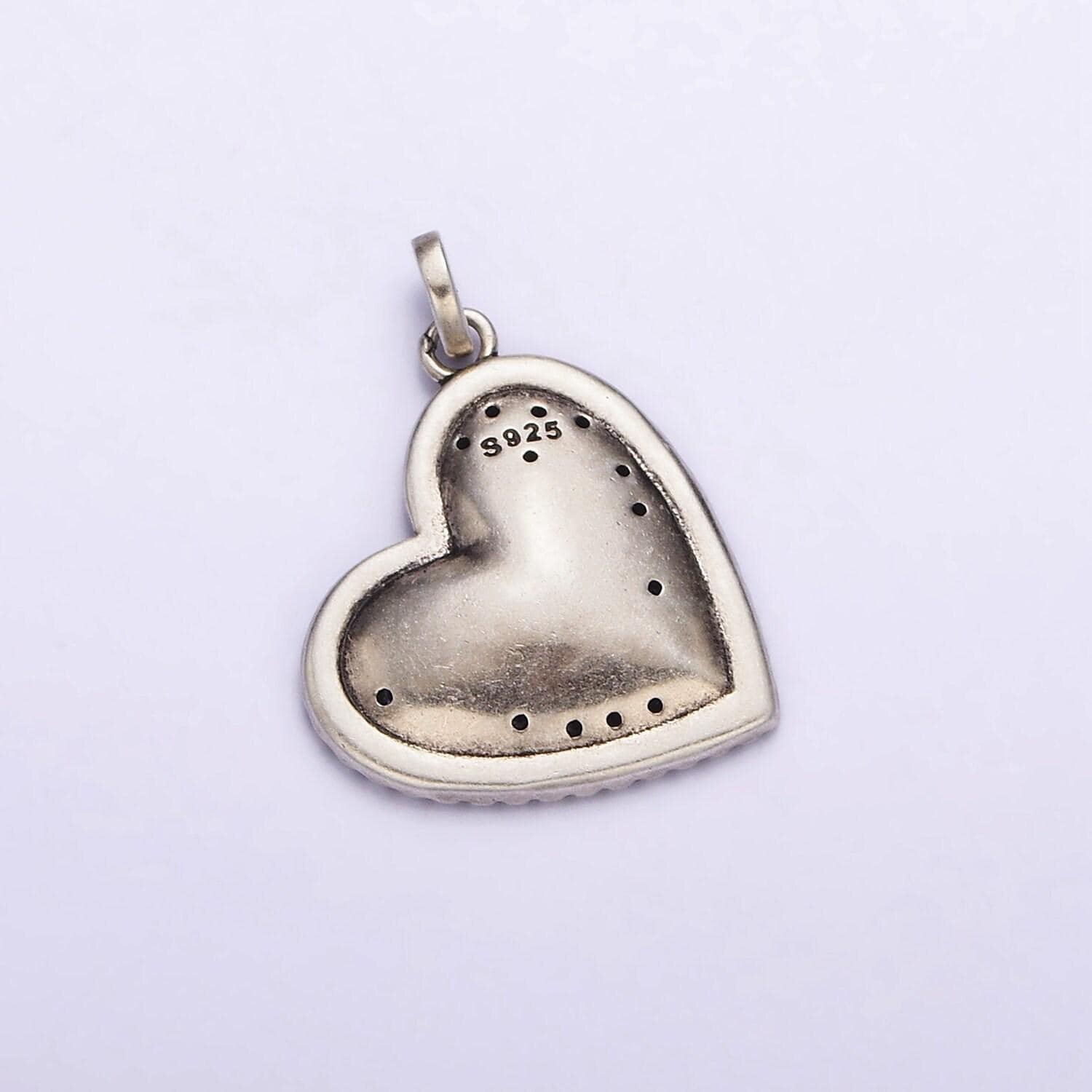 S925 sterling silver leo zodiac clear micro paved cz heart charm | sl-338