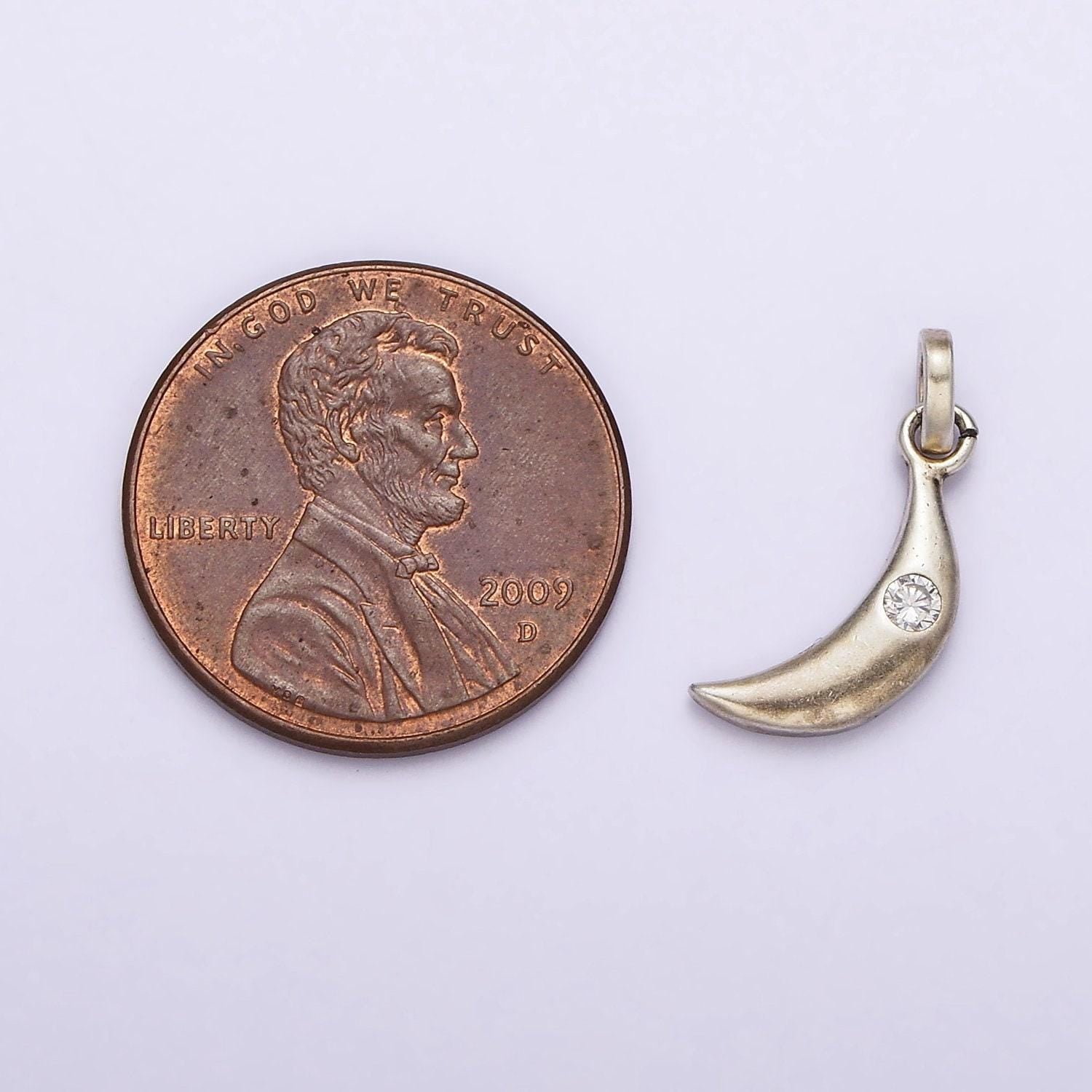 Dainty crescent moon charm in 925 sterling silver pendant celestial jewelry sl-336