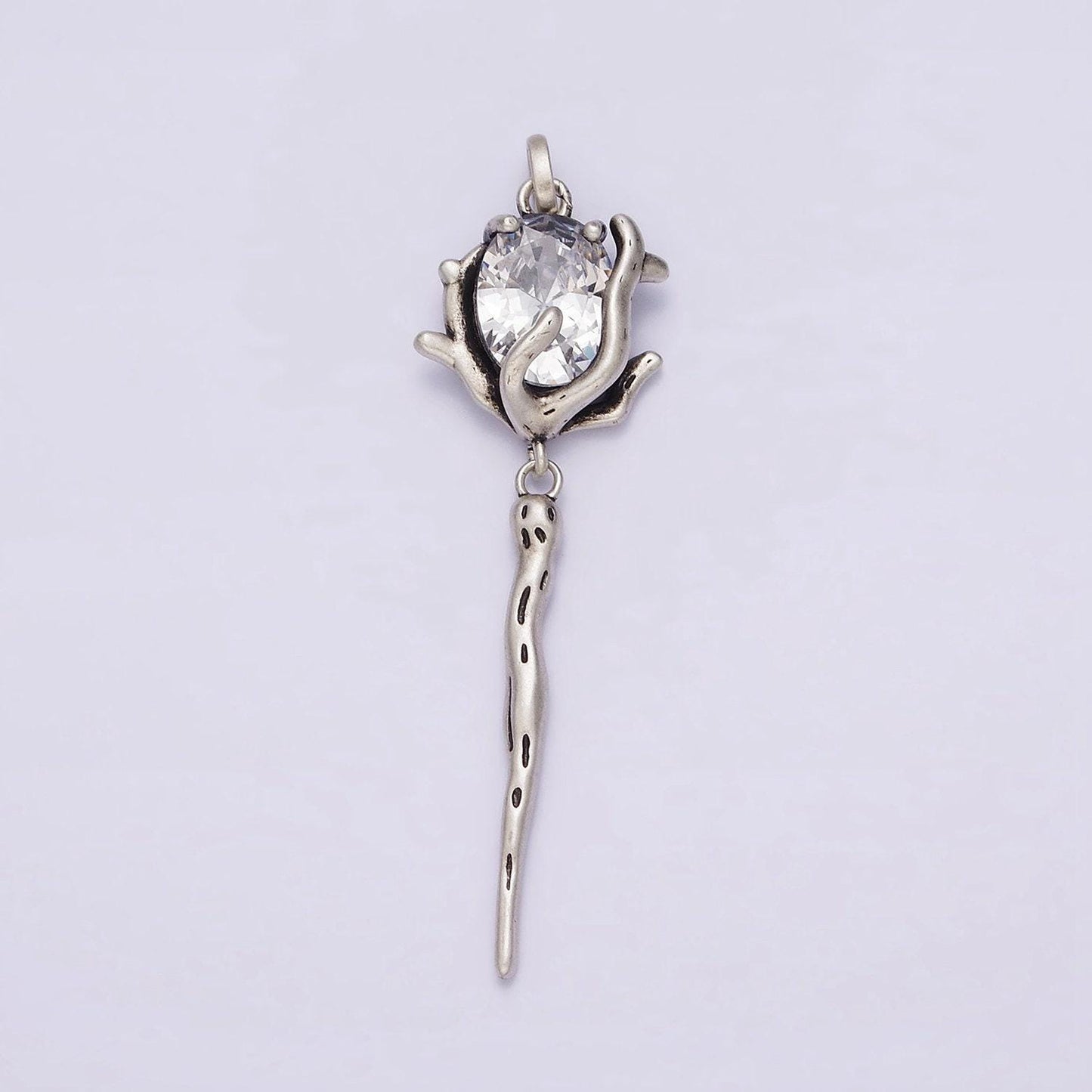 Rose flower cz pendant sterling silver s925 floral charm | sl-327