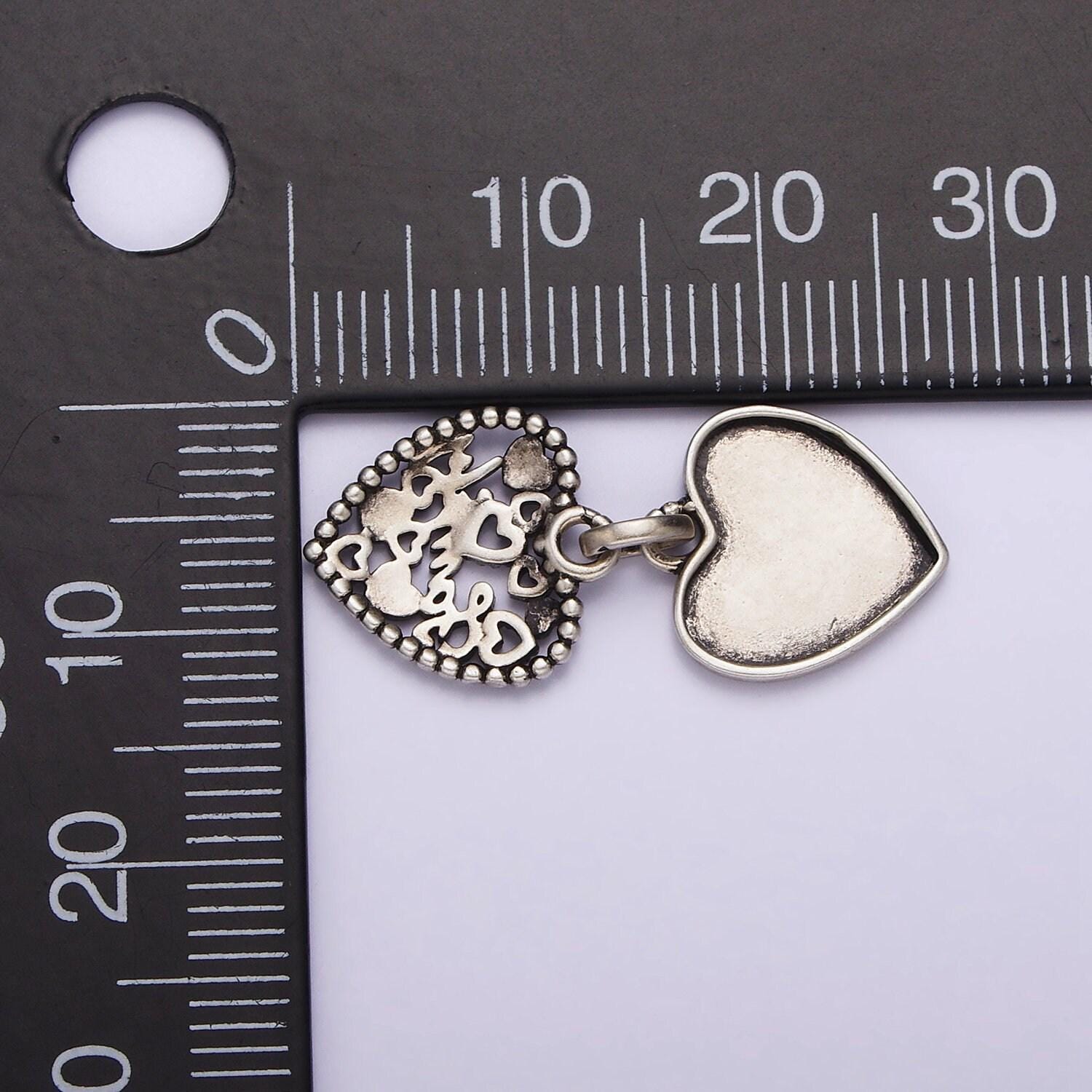 Sterling silver s925 "family" cursive script double open heart pendant | sl-329
