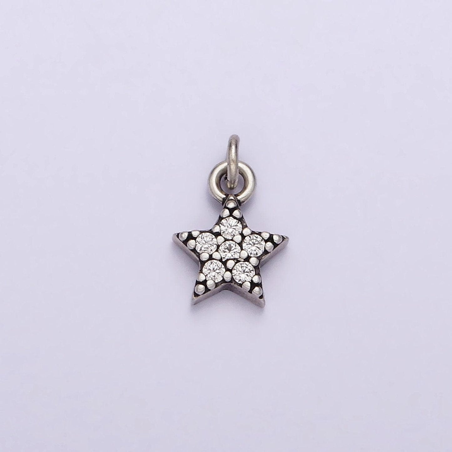 S925 sterling silver clear micro paved cz celestial star charm | sl-322
