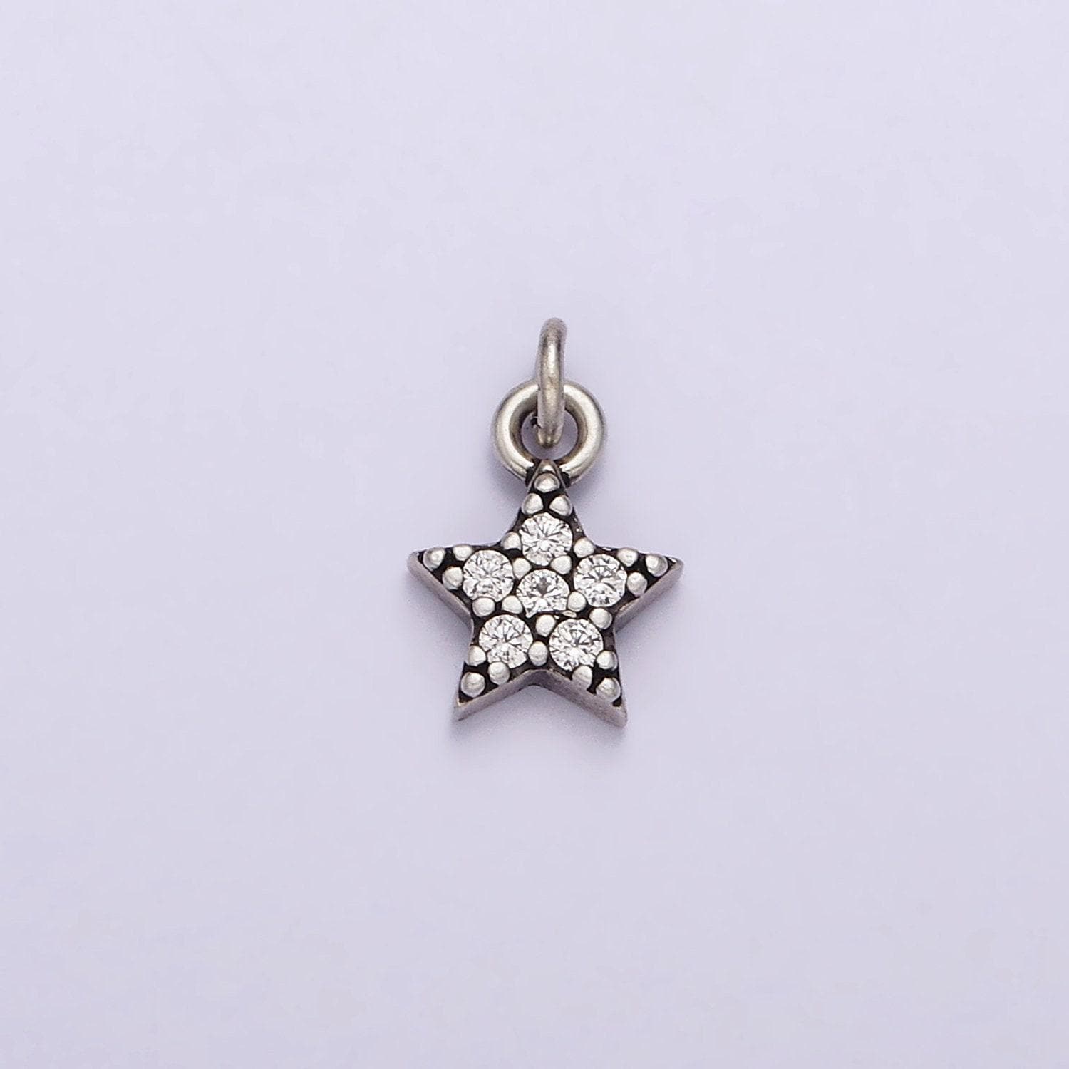S925 sterling silver clear micro paved cz celestial star charm | sl-322