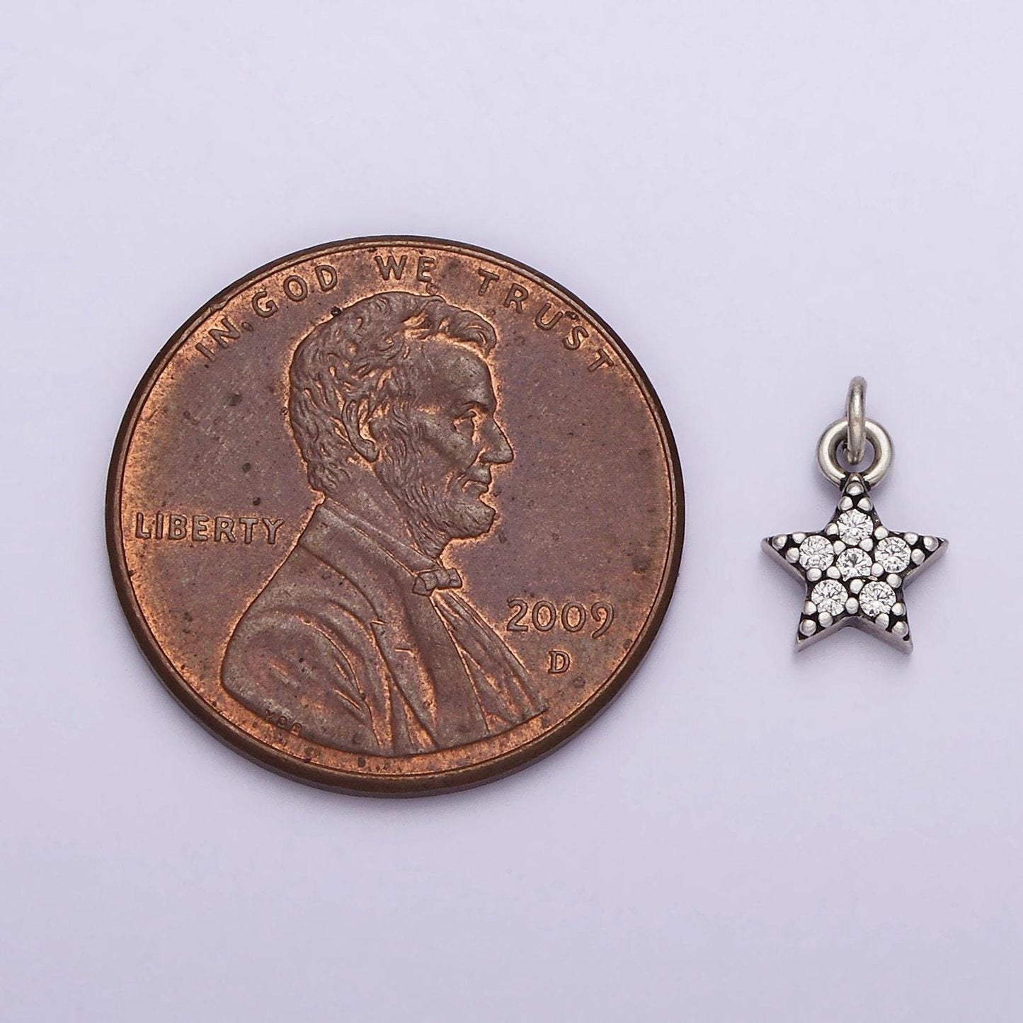 S925 sterling silver clear micro paved cz celestial star charm | sl-322