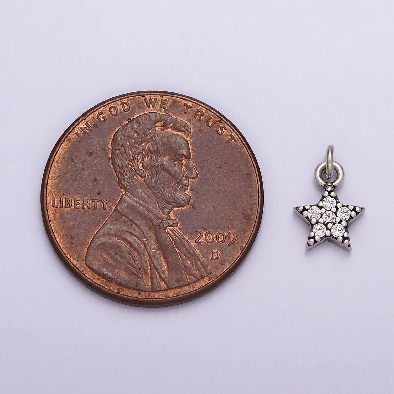 S925 sterling silver clear micro paved cz celestial star charm | sl-322