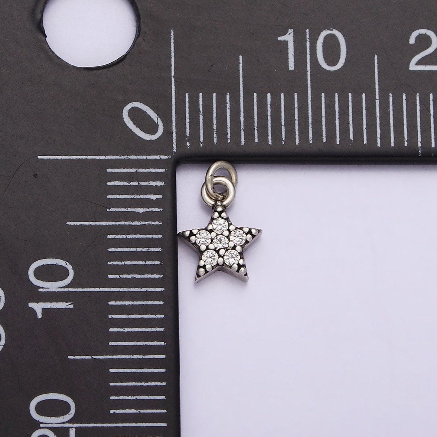 S925 sterling silver clear micro paved cz celestial star charm | sl-322