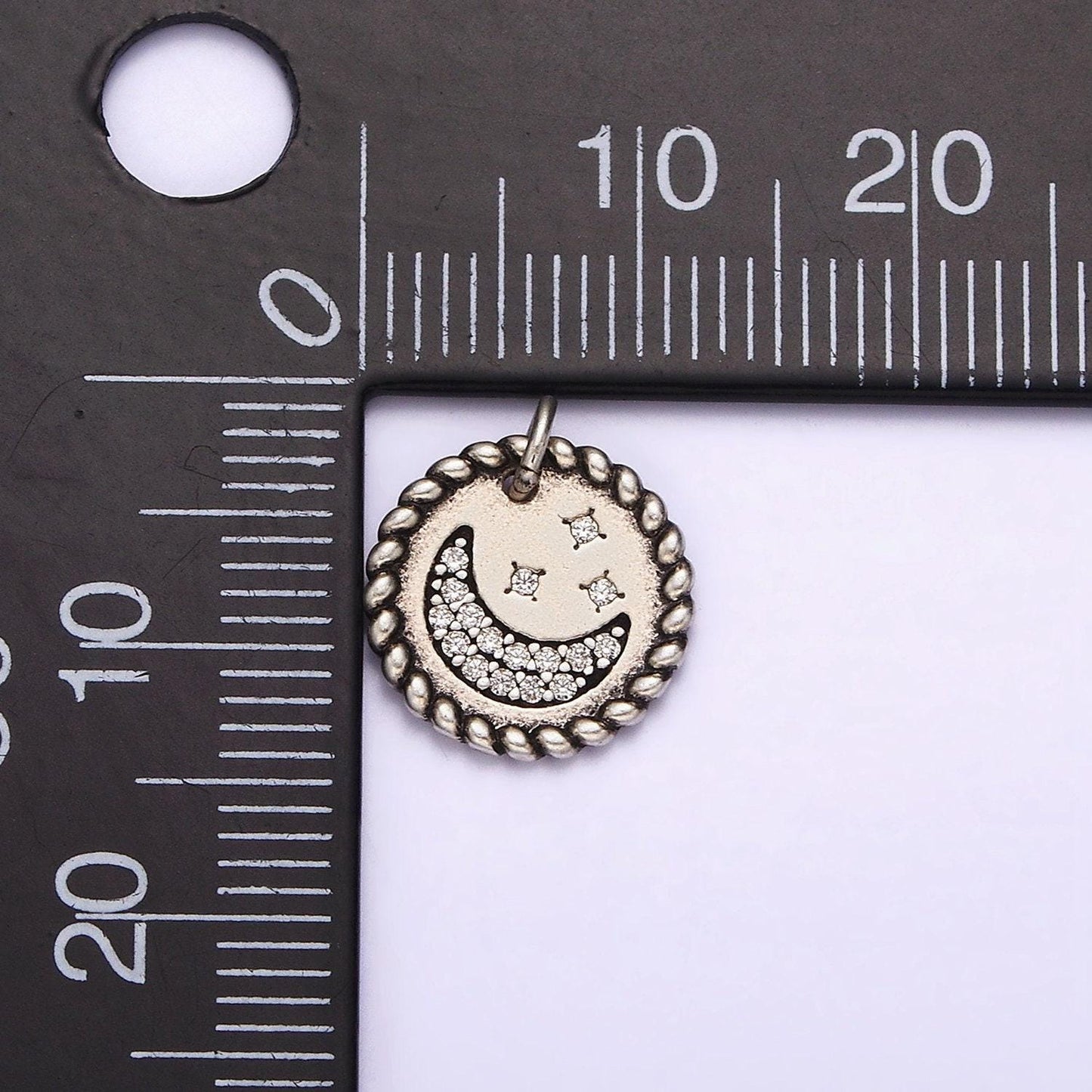 Dainty moon star charm in 925 sterling silver pendant micro pave celestial jewelry sl-321