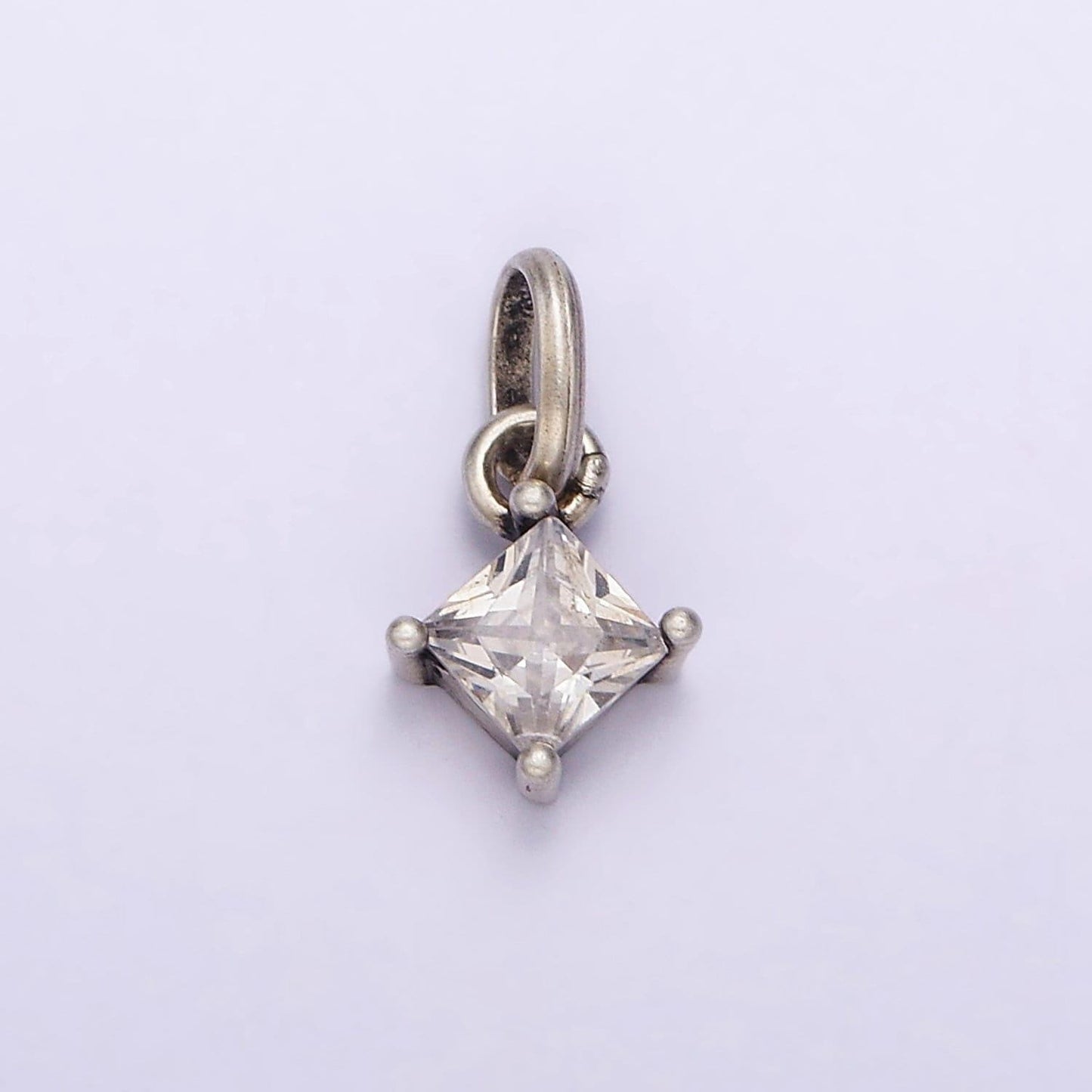 S925 sterling silver 5mm clear cz rhombus pendants | sl-318