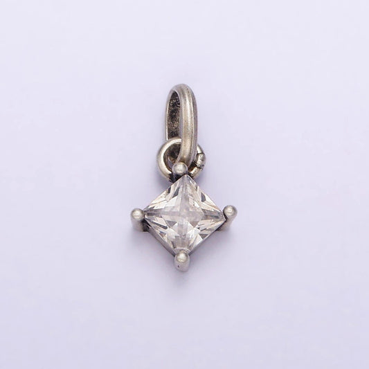 S925 sterling silver 5mm clear cz rhombus pendants | sl-318
