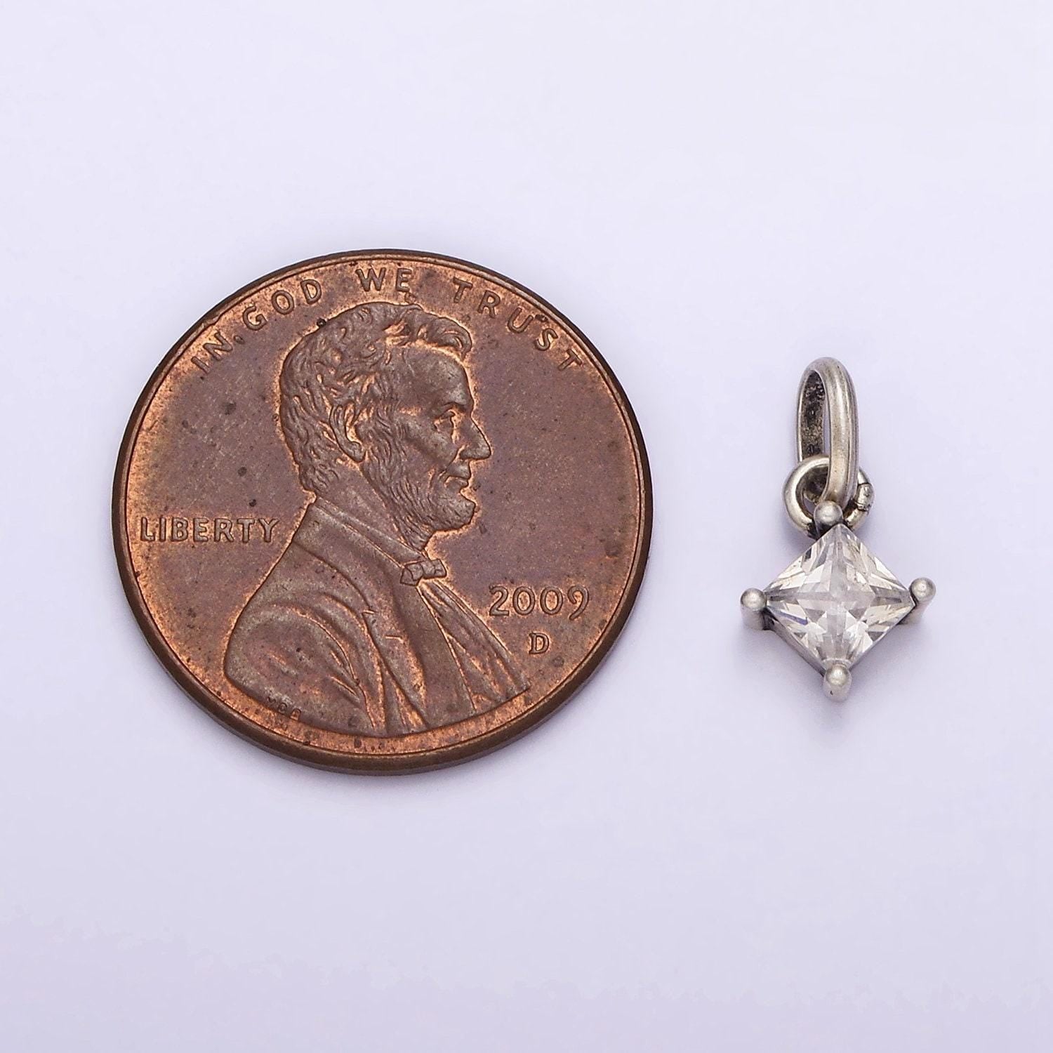 S925 sterling silver 5mm clear cz rhombus pendants | sl-318