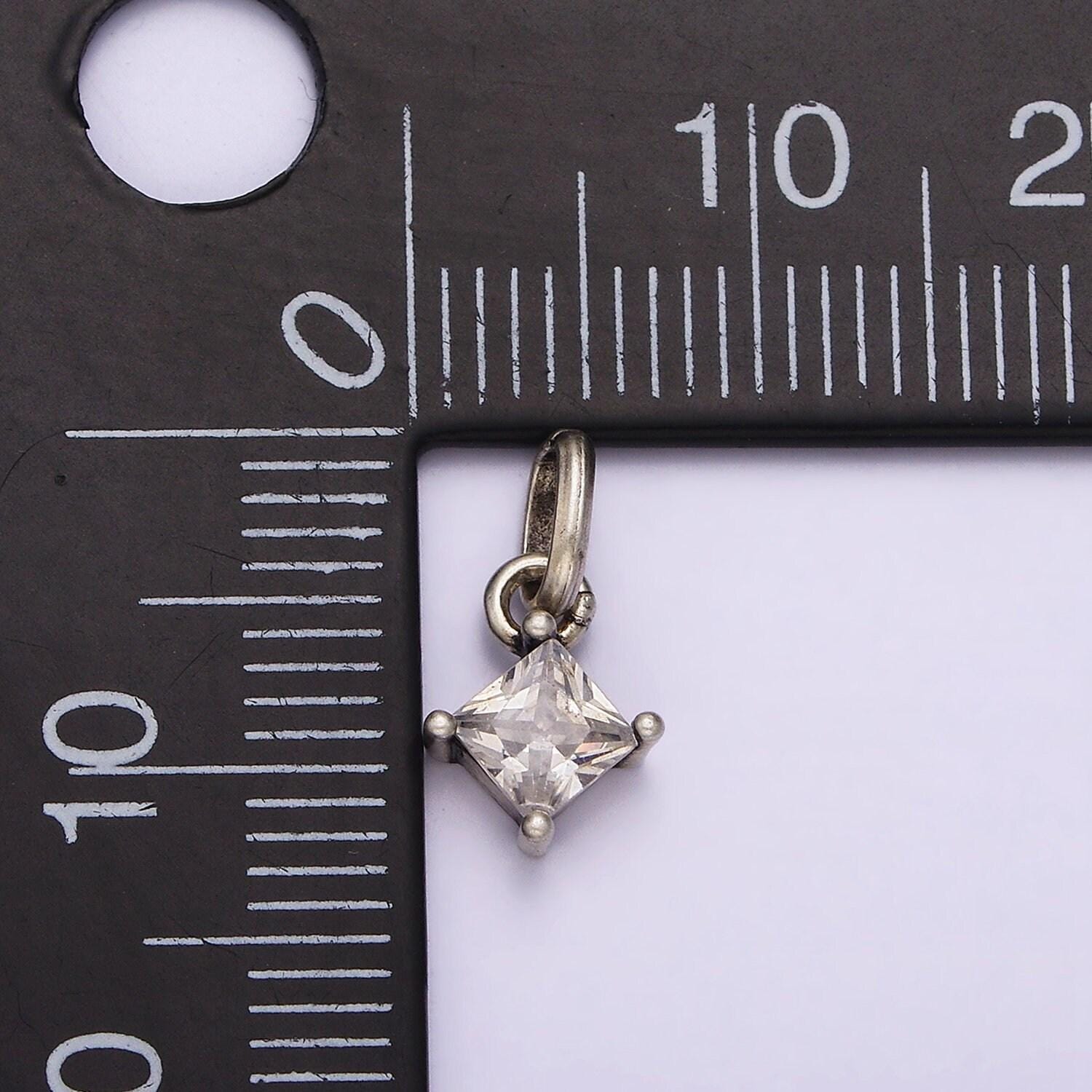 S925 sterling silver 5mm clear cz rhombus pendants | sl-318