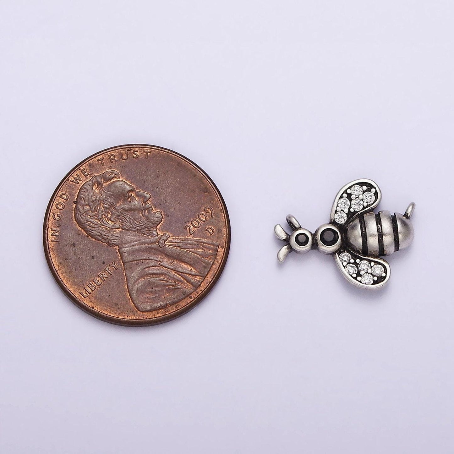 S925 sterling silver bee insect clear micro paved cz wings connector | sl-305