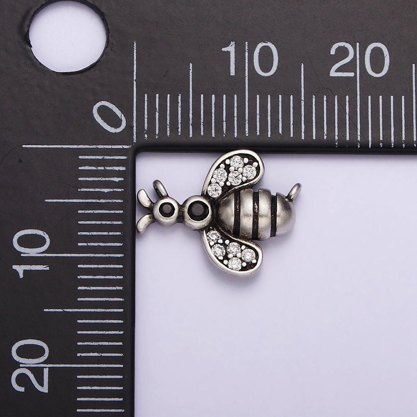 S925 sterling silver bee insect clear micro paved cz wings connector | sl-305