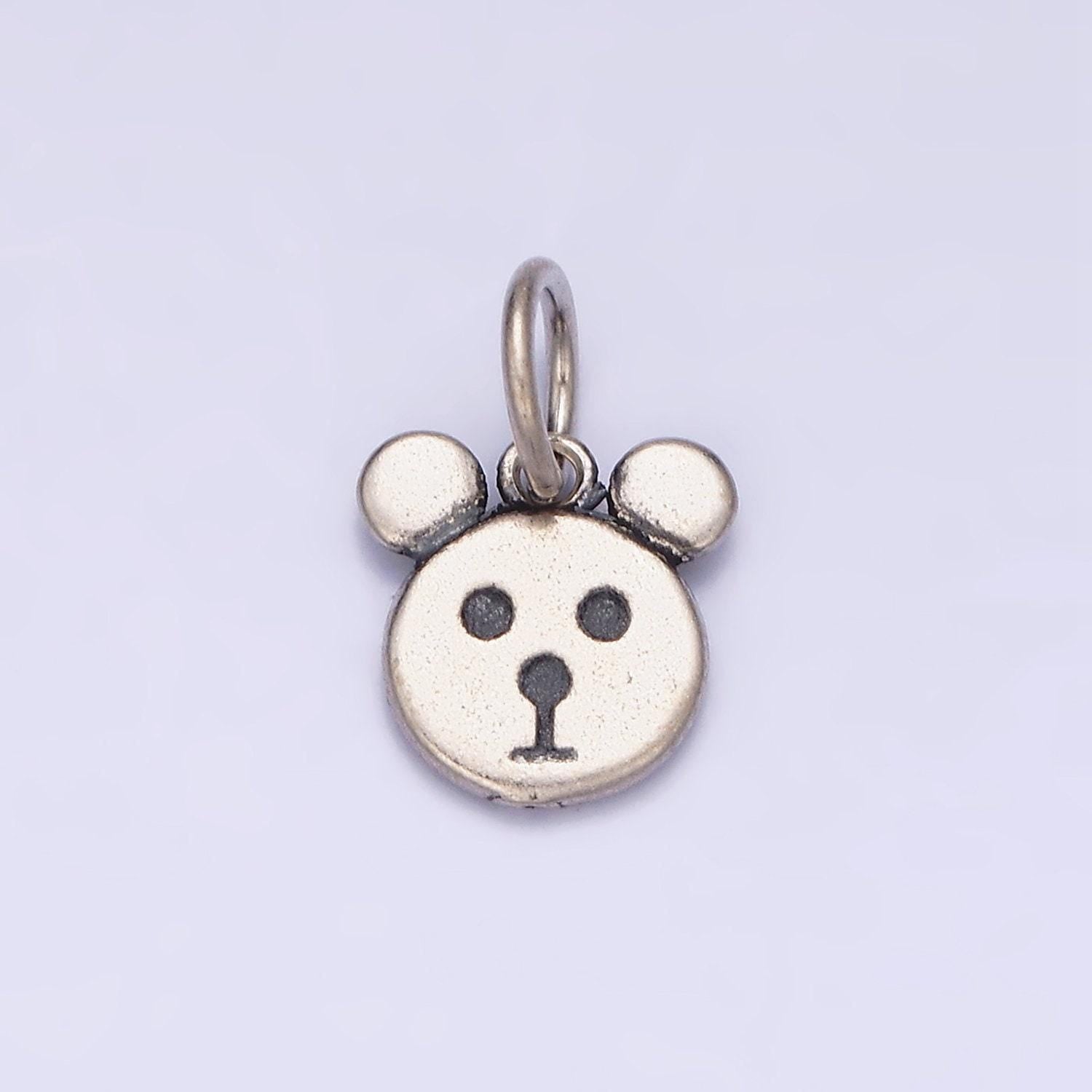 Small sterling silver teddy bear face charms, silver bear charm for kids bracelet charm jewelry supplies sl-282