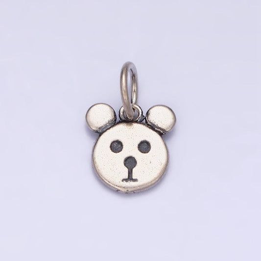 Small sterling silver teddy bear face charms, silver bear charm for kids bracelet charm jewelry supplies sl-282