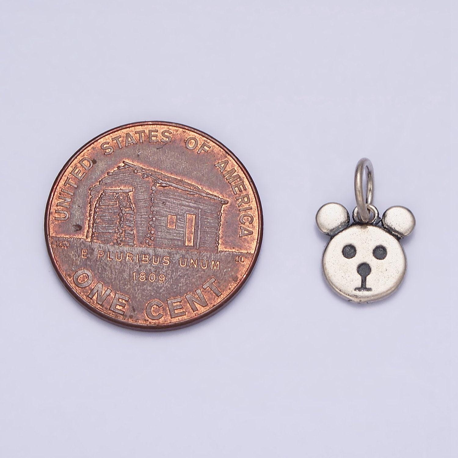 Small sterling silver teddy bear face charms, silver bear charm for kids bracelet charm jewelry supplies sl-282