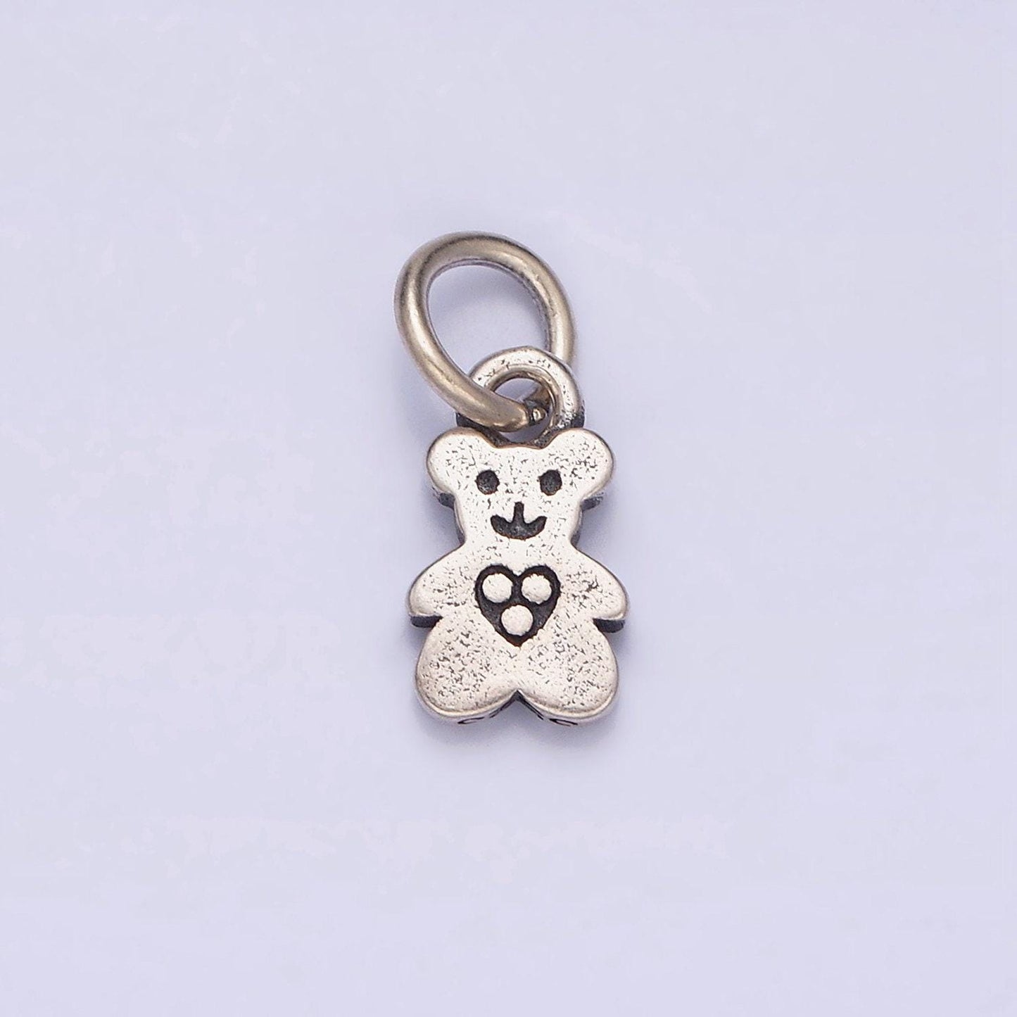 Small sterling silver teddy bear face charms, silver bear charm for kids bracelet charm jewelry supplies sl-279