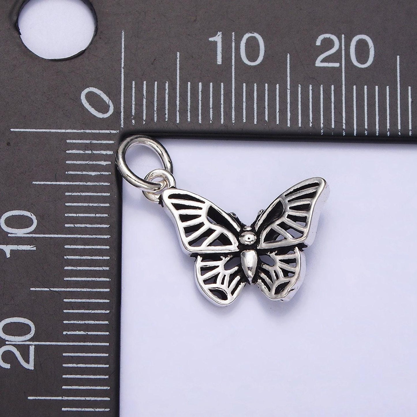 Sterling silver s925 pet insect butterfly mariposa antique silver butterfly wings charm | sl-278
