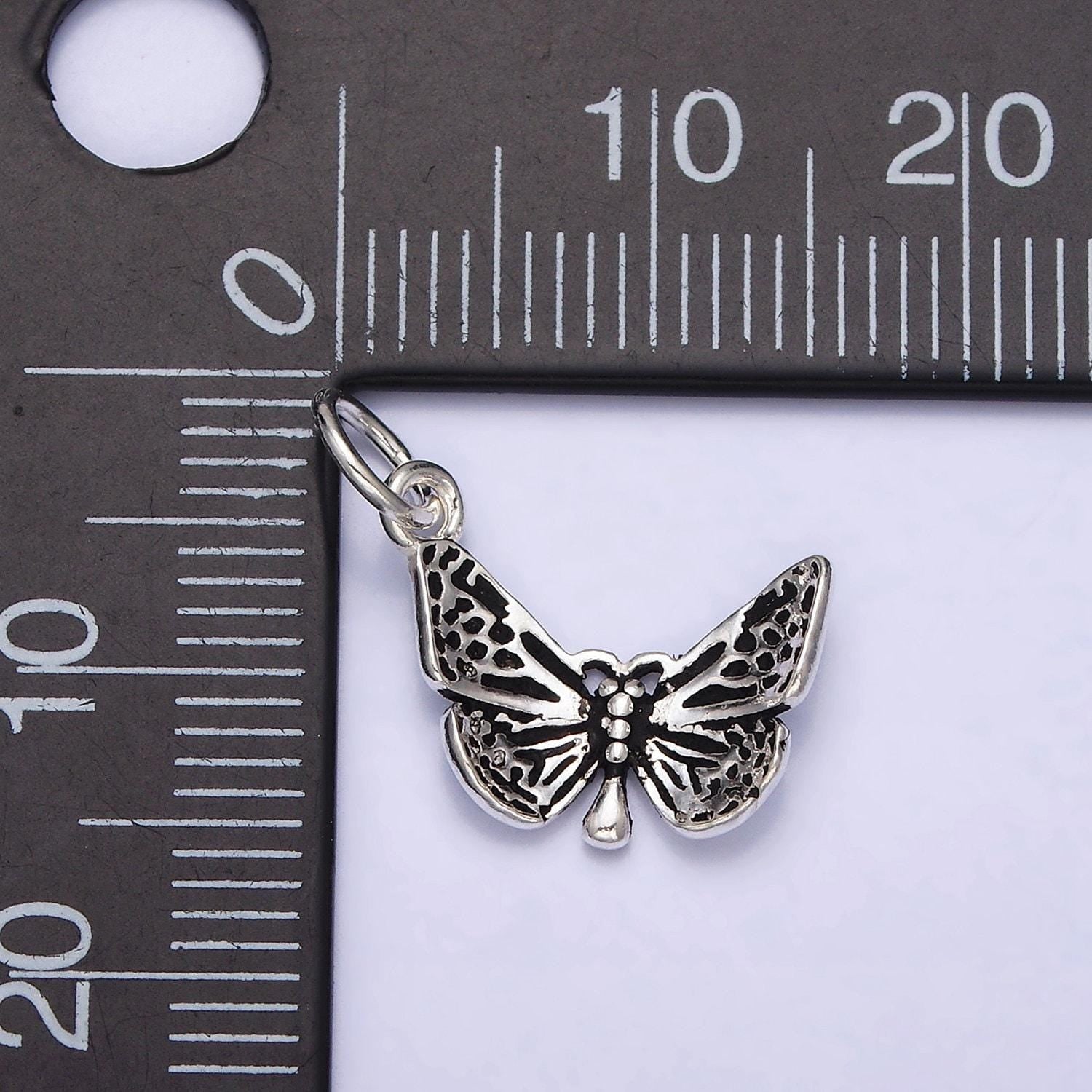 Sterling silver s925 dotted butterfly mariposa wings insect charm | sl-273