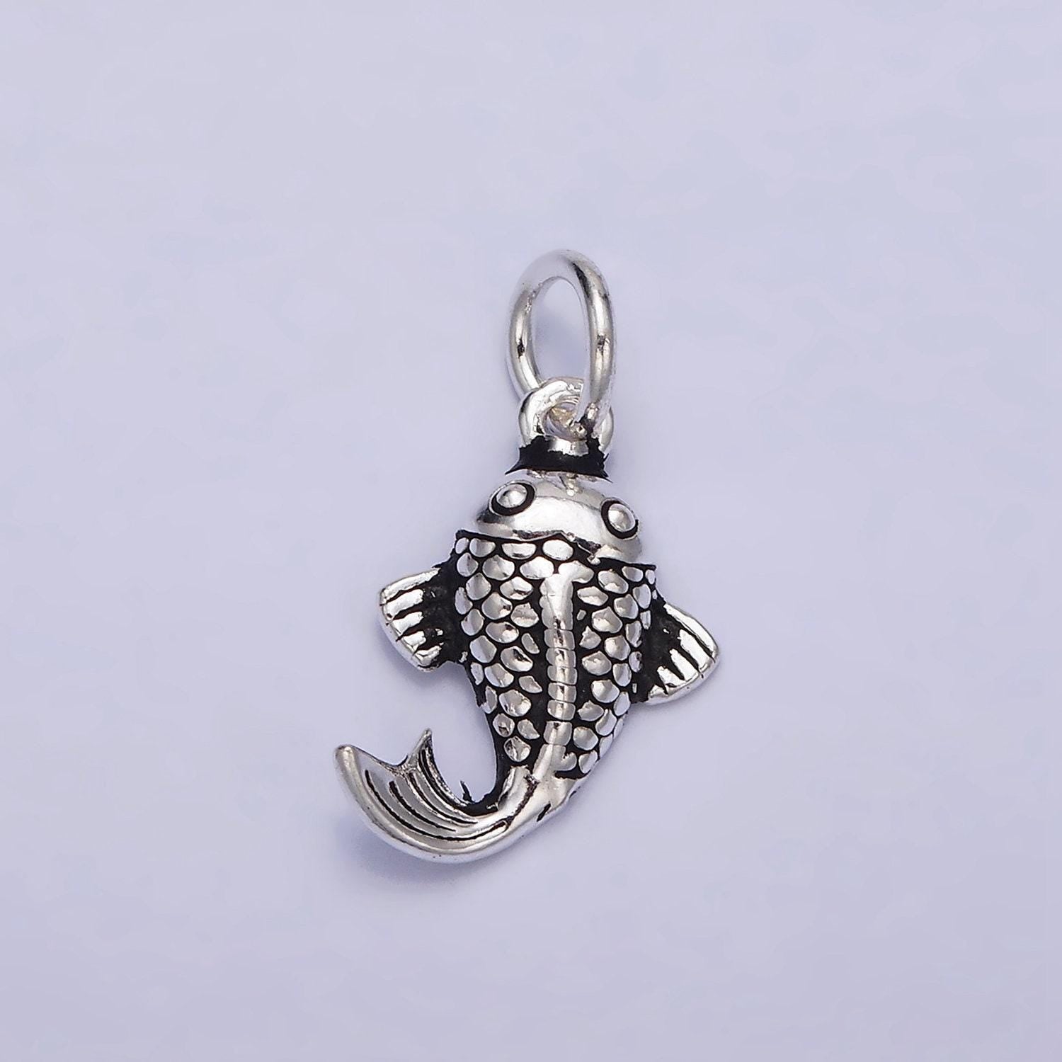Sterling silver s925 koi gold fish aquarium pet animal charm | sl-271