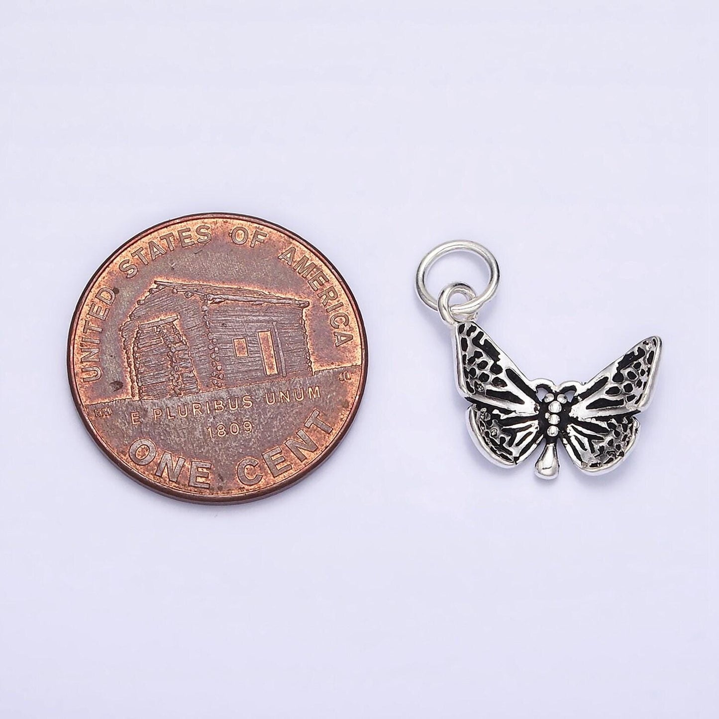 Sterling silver s925 dotted butterfly mariposa wings insect charm | sl-273