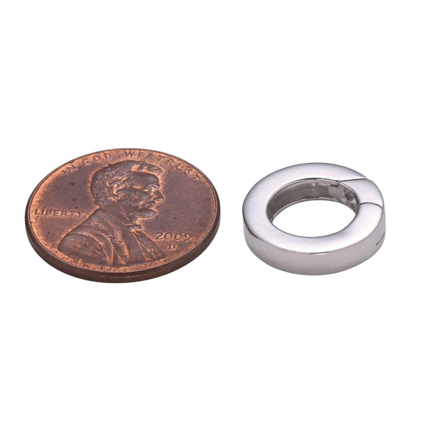 1 pc 925 sterling silver spring gate ring, 13.7mm push gate ring, charm holder clasp for connector, wristlet holder