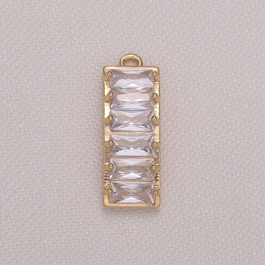 Dainty baguette rectangle charm mini gold geometric pendant for necklace bracelet earring component -930