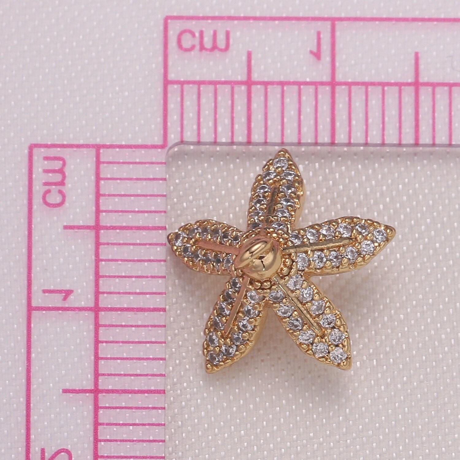 Gold bead cap with peg for top drilled beads micro pave supply component -921