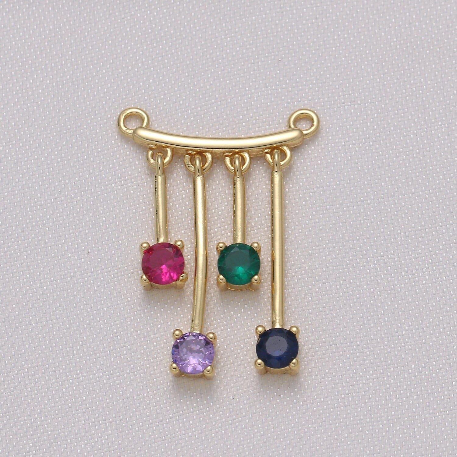 Mini dangle connector cz gold wind chimes charm link small minimalist jewelry making supplies for bracelet earring necklace -860