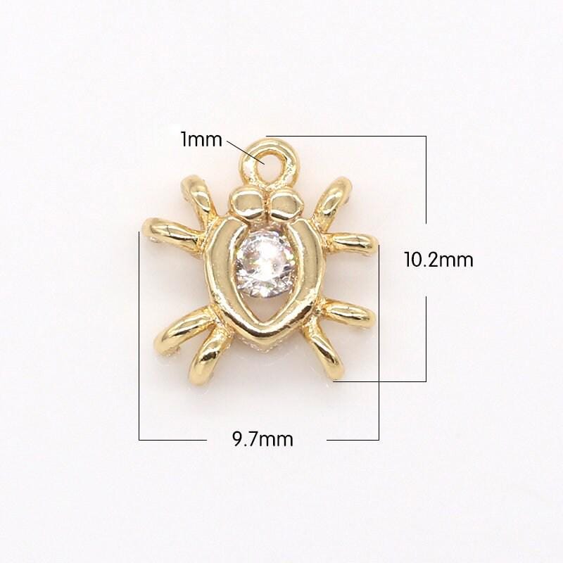 Mini spider charm tiny gold animal charm pendant for necklace bracelet insect hallowen inspired jewelry -626