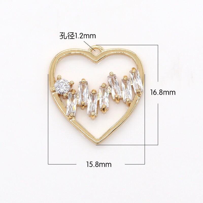 Mini gold heart charm, cubic zirconia friendship pendant charm, minimalist charm necklace earring bracelet diy jewelry -622