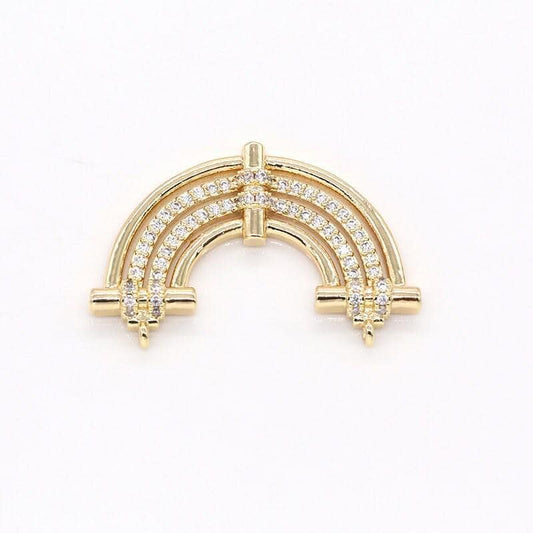 Mini goldplated connector charm rainbow charm dainty cz charm bohemian inspired double bail for bracelet necklace supply -608