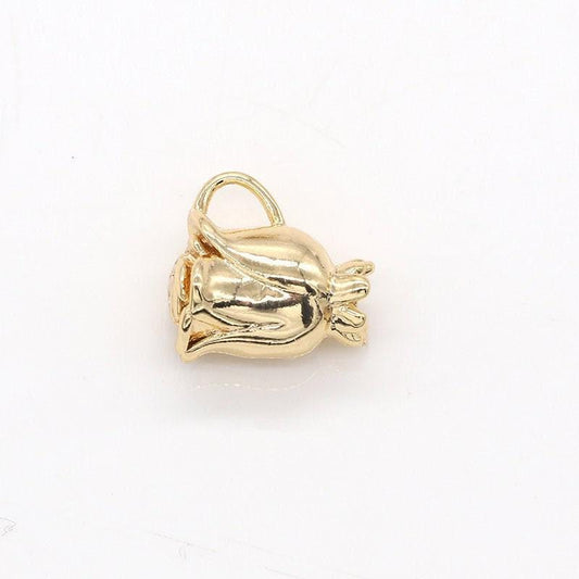 Dainty gold rose charm flower decorative rectangle frame shape pendant floral charm for necklace bracelet component -538