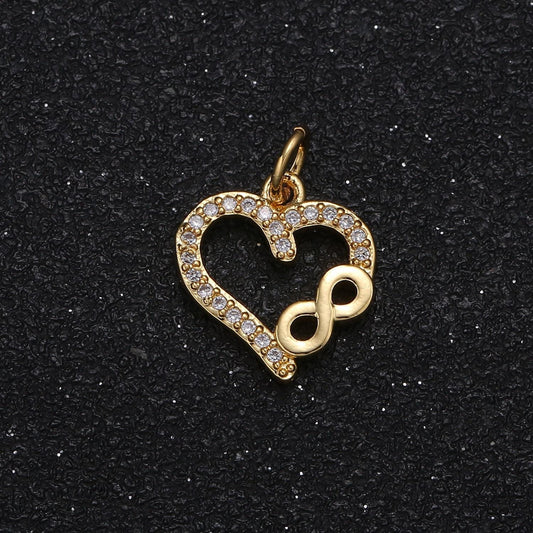 Cubic heart pendant infinity love pendants gold plated for minimalist bracelet necklace gp-5