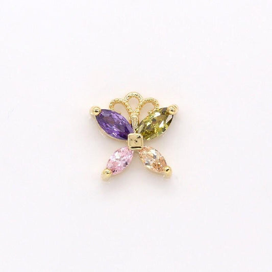 Colorful tiny gold butterfly charm, small mariposa pendant charm monarch charm animal jewelry for bracelet necklace component -425