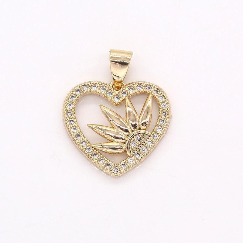 Gold heart sun rise charm good morning sunshine celestiial charm for jewelry making -397