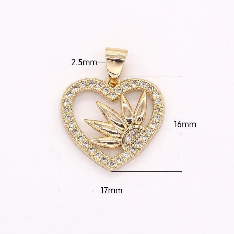 Gold heart sun rise charm good morning sunshine celestiial charm for jewelry making -397