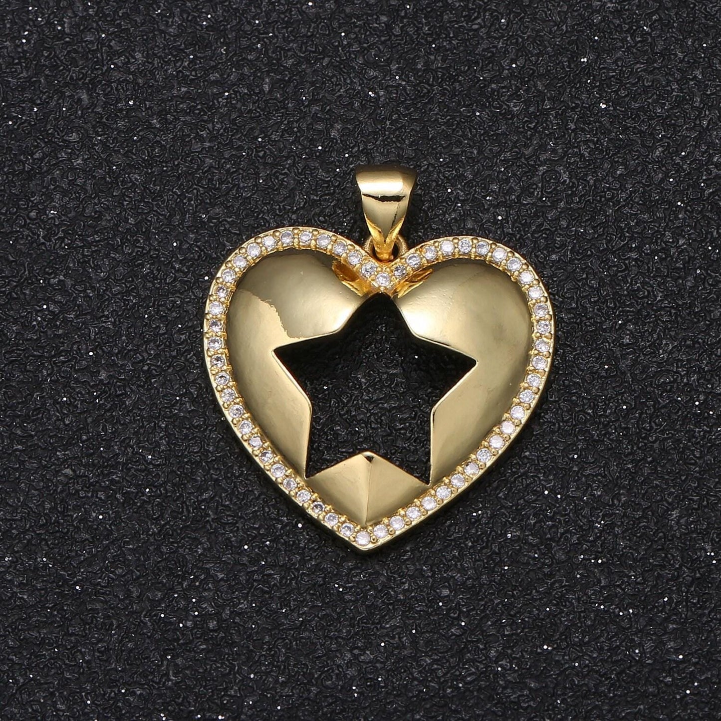 Cubic heart pendant twinkle shining star pendants gold plated for statement necklace -36