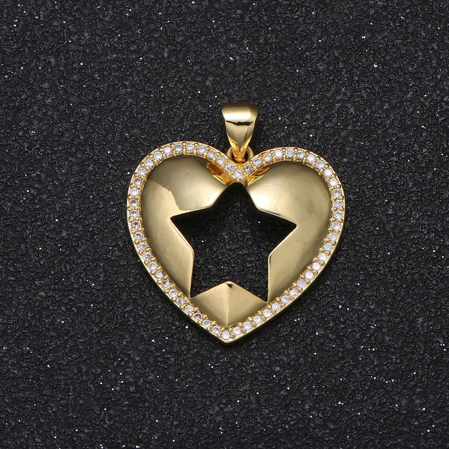 Cubic heart pendant twinkle shining star pendants gold plated for statement necklace -36