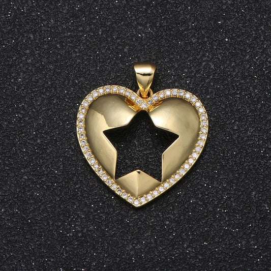 Cubic heart pendant twinkle shining star pendants gold plated for statement necklace -36