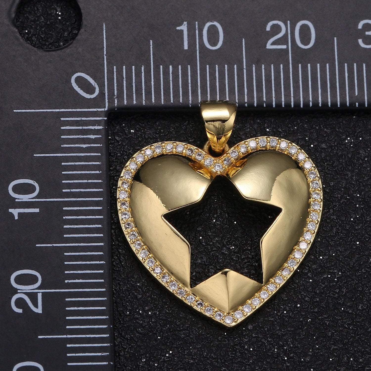 Cubic heart pendant twinkle shining star pendants gold plated for statement necklace -36