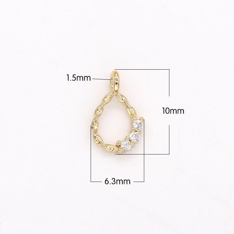 Mini cubic tear drop cubic pendant polished gold-plated twisted pear charm for earring bracelet necklace component -316