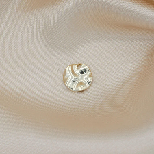 10mm round hammered gold charm dainty craft supplies for necklace bracelet jewelry, geometric charm jewelry making supply diy, 313