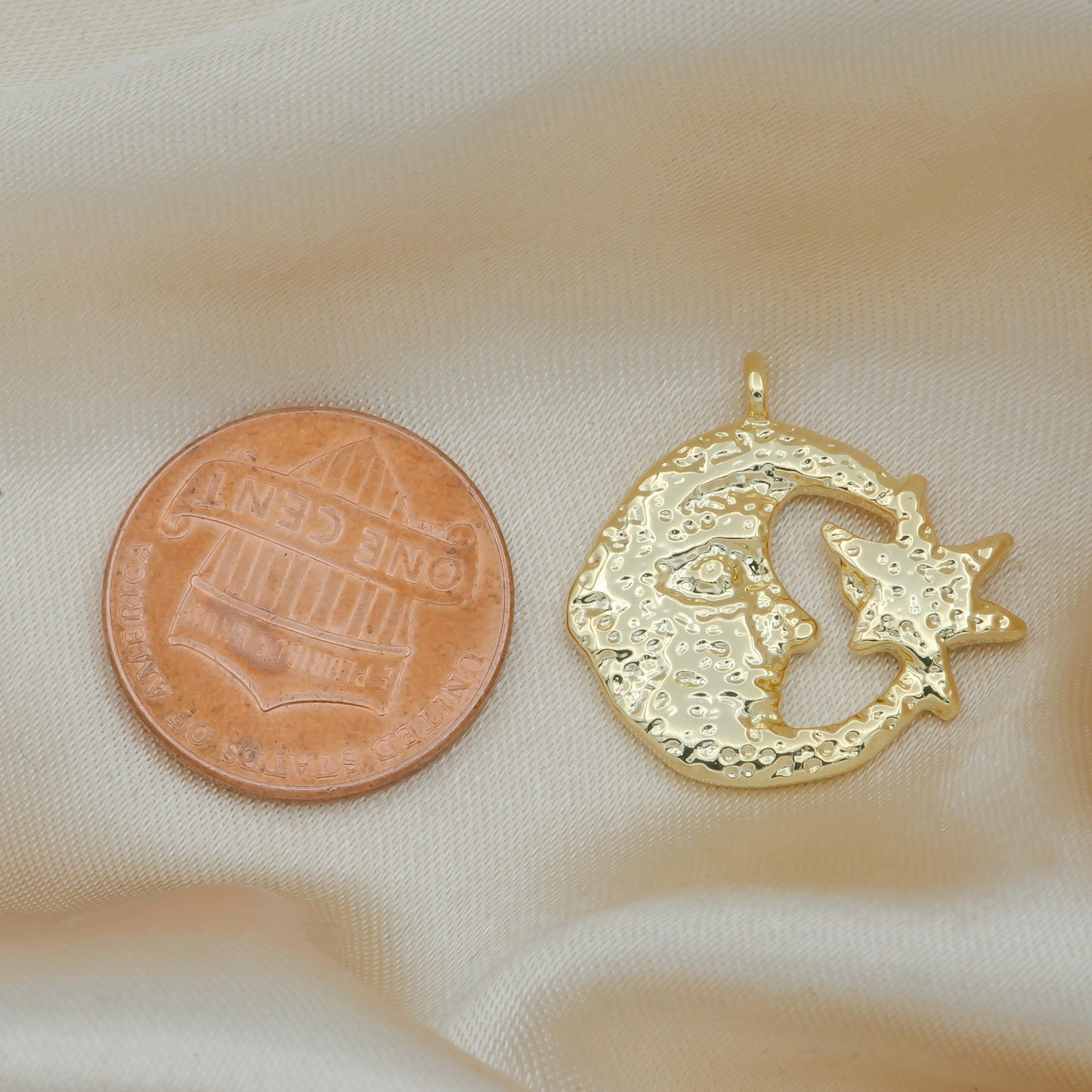 Gold rustic moon charm crescent moon celestial charm for jewelry making -140