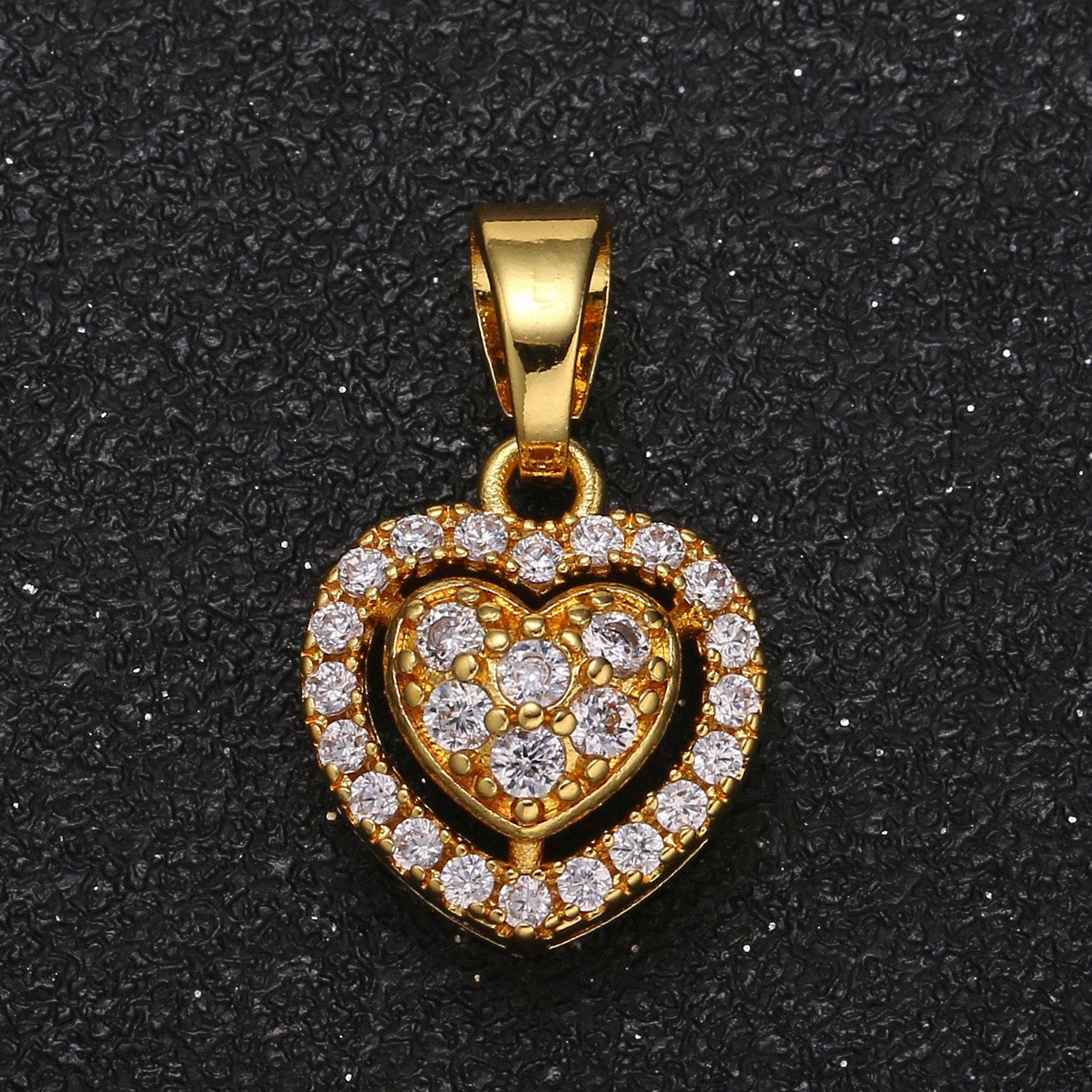 Gold heart charm micro pave charm love cubic dainty jewelry pendant luxury charm for jewelry supply -1054