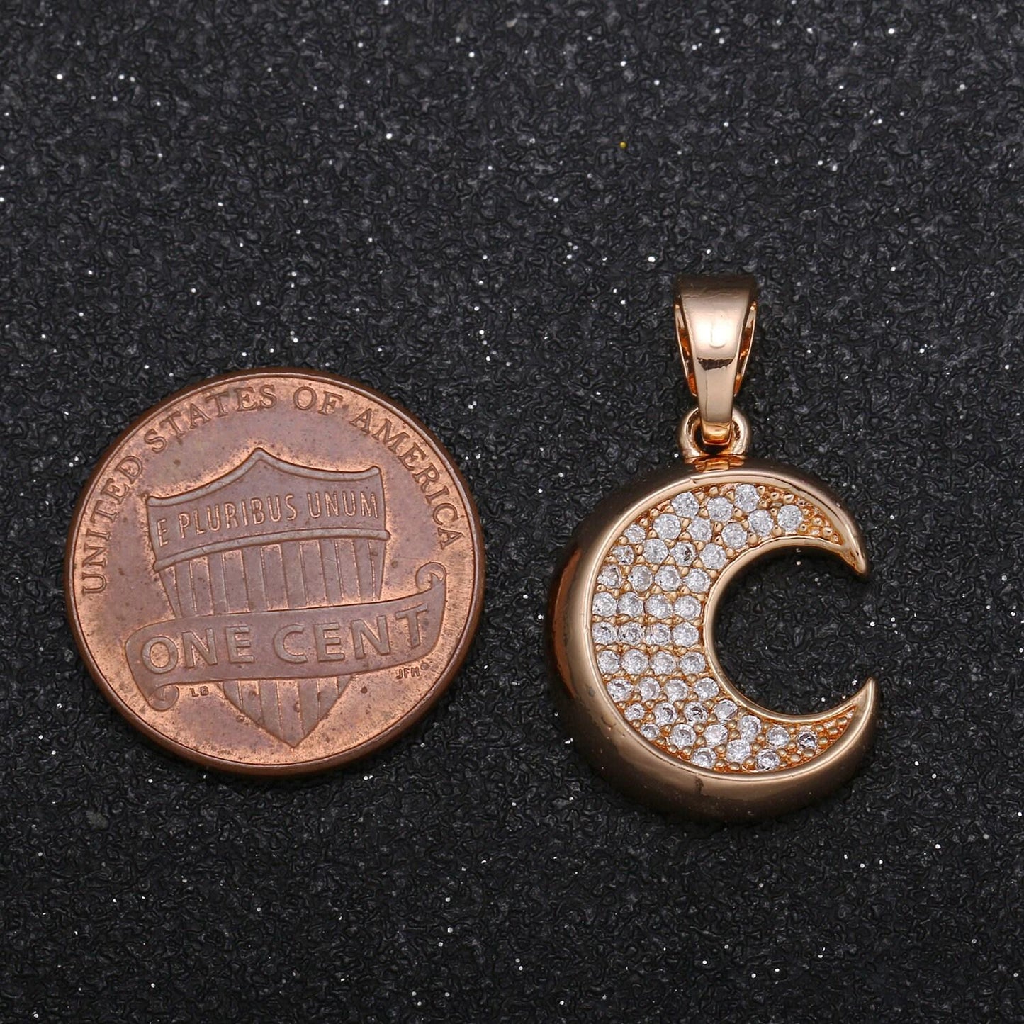 Gold moon charm micro pave charm , crescent moon jewelry pendant celestial charm for jewelry supply -1057