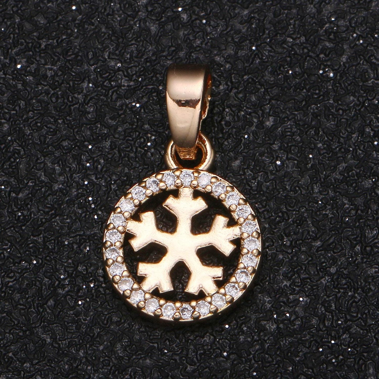 Gold snow charm micro pave charm , winter snowflake jewelry pendant charm for jewelry supply, 1051